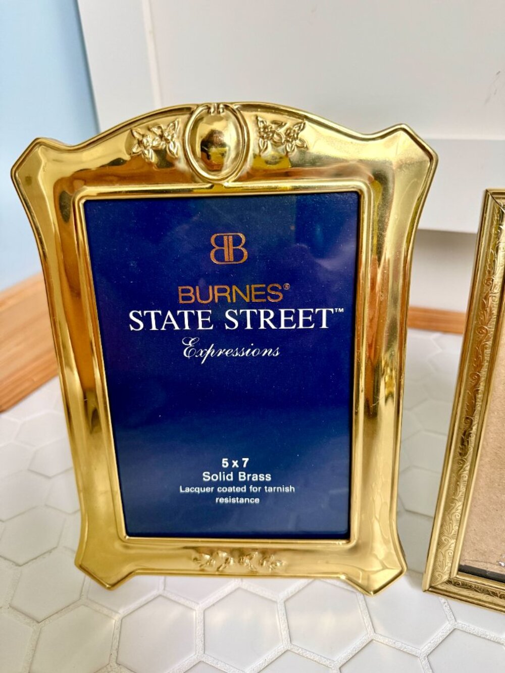 Vintage Burnes State Street Solid Brass 5x7 Picture Frame | Hollywood Regency